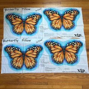 2 butterfly pillow craft fabric panels New